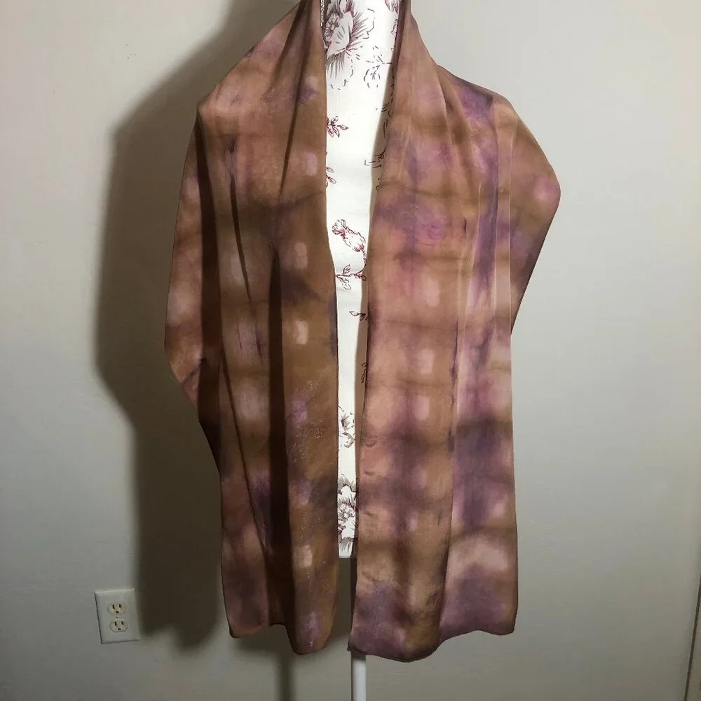✨ Elegant Hand-Dyed Silk Scarf with Unique Japanese Calligraphy ✨